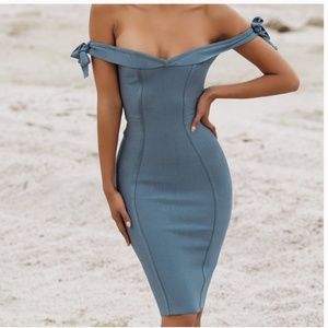House Of CB, 'Solaine' Off Shoulder Bandage Dress, Size S